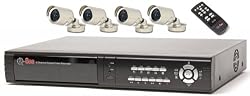 Q-See Q4DVR4CM 4 Channel Digital Video Recorder w/160GB Hard Drive & 4 CMOS Camera Kits (Color)