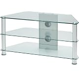 Jual JF004SIL Silver Legs/Clear Glass Plasma TV Stand