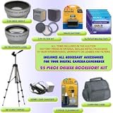 CAMCORDER ACCESSORY KIT FOR SONY HDR-UX5 UX7 UX10 UX20 5X DVDRS, LENSES, FILTERS, 6HR BATTERY,1HR CHARGER+MORE