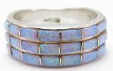 Southwestern Sterling Silver Ring with Opal Stones