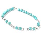 Sterling Silver / Platinum 20 Magnesite & Rock Crystal Bead Necklace
