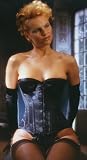 Korsett "Classic" Satin Corsage in schwarz mit 4 Strapsen