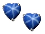 2.50 cts Heart Shape Created Star Sapphire Earring Studs - 14kt White or Yellow Gold
