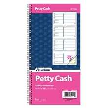 Adams Petty Cash Book, 5.25 x 11 Inch, Spiral Bound, 2-Part, Carbonless, 4 Forms per Page, 200 Sets, White and Canary (SC1156)