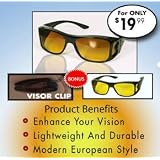 HD Vision Wraparounds Sunglasses/Night Vision Glasses Combo Pack