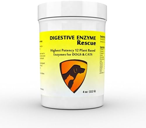 Digestive Enzyme Rescue for Dogs &amp; Cats - Gas Relief, Improves Digestion, Sensitive Stomach, Itchy Skin, Allergies, Ear Infections, Diarrhea and Constipation - Best Plant Based Enzyme Supplement
