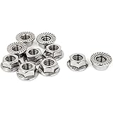 8mm Height M8 Thread Stainless Steel Serrated Hex Flange Nuts 10 Pcs