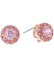 Betsey Johnson "Rose Gold Boost" Pink Crystal Stud Earrings