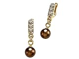 Carlo Viani® South Sea Brown Pearl Earrings with Brown Diamonds