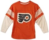 NHL Youth Philadelphia Flyers Twill Patch W/ Sleeve Hit L/S Layered Vintage Tee - R58Nvaoo (Antique Orange, Large)