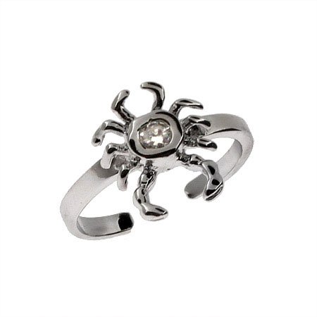 Eve's Addiction Sterling Silver Crab Toe Ring