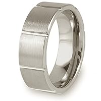 Grooved Brushed and Polished Tungsten Carbide Ring (8.0mm) - Size 11.0