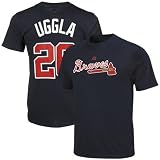 Majestic Atlanta Braves #26 Dan Uggla Navy Blue Player T-shirt (Small)