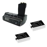 Battery Grip / Akkugriff mit LCD-Anzeige und Infrarot-Fernbedienung wie Canon BG-E8 + 2x Weiss Li-ionen Ersatzakku für Canon EOS 550D / 600D mit einer Leistung von 1420 mAh.