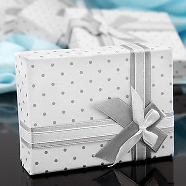 6pc 7x9cm Grey Dot Jewelry Pendant Ring Diplay White Gift Boxe