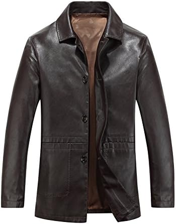 Xmenhere Men's Winter Vintage Casual Warm Long Sleeve Slim Fit Business Jacket Coffee 2XL