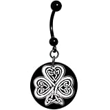 Black Celtic Knot Clover Belly Ring