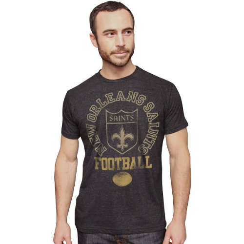 Junk Food Clothing Men's New Orleans Saints Vintage Triblend Short Sleeve Crew,Charcoal ,XXL
