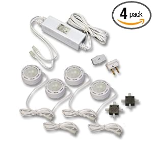 Westek SR120HCS 20-Watt Halogen Low Voltage Under Cabinet Light Kit, 4 Pack, White by AmerTac