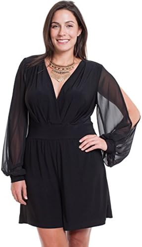 Nyteez Women's Plus Size Short Jump Suit with Peek Sleeves