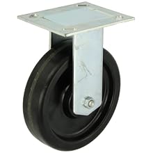E.R. Wagner Plate Caster, Rigid, Phenolic Wheel, Roller Bearing, 450 lbs Capacity, 6" Wheel Dia, 1-1/2" Wheel Width, 7-3/8" Mount Height
