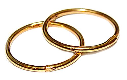 14mm 22K GOLD OVER SOLID STERLING SILVER HINGED HOOP EARRINGS, Easy On & Off !