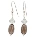 Smokey Quartz Gemstone and Crystal Bead Dangle Earrings on Sterling Silver Earwires, #7489
