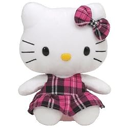 Hello Kitty Pink Tartan Beanie Baby, 6 Inches Tall, by TY Inc