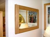 Yabbyou large solid oak bevelled glass wall mirror 90x60 cm
