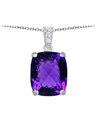 Original Star K (tm) Large 12x10mm Cushion Cut Simulated Amethyst Pendant in 925 Sterling Silver