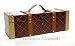 14 in w x 5.5 in d x 5 in ht, Wood Leather Embossed Wine Carrier Holder