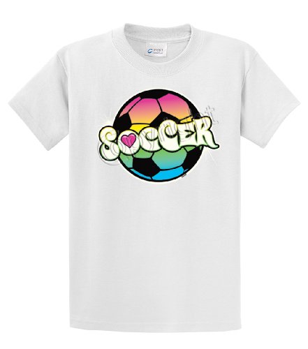 Youth Soccer T-Shirt Neon Rainbow Soccer Ball
