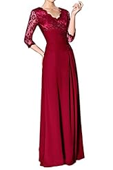 V-neck Lace Chiffon Mother-of-the-Bride Dress 