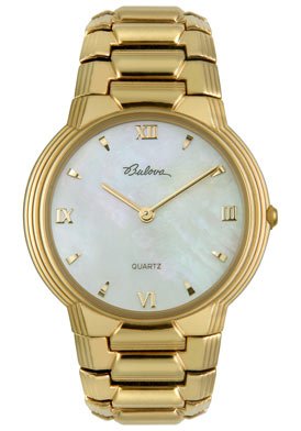 Mens Goldtone White Mother of Pearl