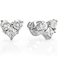 0.60 Carat (ctw) 14K White Gold Round & Princess White Diamond Heart Stud Earrings