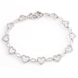 Sterling Silver Diamond Heart Bracelet by CoolStyles.com