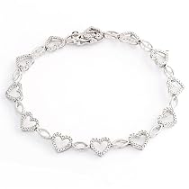 Sterling Silver Diamond Heart Bracelet