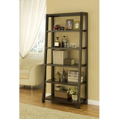 Heida Five-Shelves Ladder Style Bookcase / Display Cabinet in Warm Coffee Bean