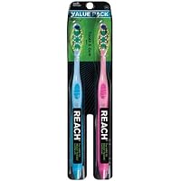 Reach Max Toothbrush, Soft, Full Head, Assorted Colors, 2-Count Toothbrushes (Pack of 3)