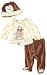 Vitamins Baby Unisex Baby Newborn Friends 3 Piece Superplush Footed Pant Set, Yellow/Brown, 6 Months