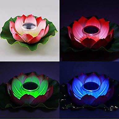 Solar Powered Color Changing Floating Lotus Flower Garden Pool Night Lamp