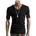 Doublju Mens SLIM FIT WRINKLE POINTED V-NECK T-SHIRT BLACK M (DJ59)