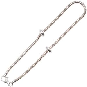 Sterling Silver Charm Bracelet For Pandora Beads 7.5 Inch W/ Smart Bead Stoppers