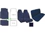 A Set of 2 Universal Fit High Back Scottsdale Pattern Front Bucket Seat Cover, A Set of 4 Universal Fit Plush Carpet Floor Mats for Cars and One Universal Fit Scottsdale Rear / Bench Seat Cover - Navy