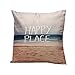 Hatop 18 x 18 inches Linen blend Ocean Theme My Happy Place Beach Sea Throw Pillow