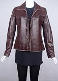 40088 Genuine Soft Supple Light Lambskin Real Leather Blazer - Laid Down Peterpan Collar - Tie Closure Front - Tailor Stitch Edge - Polyester Lined - Slim Fit - No Insulation - Petite Regular Plus Size