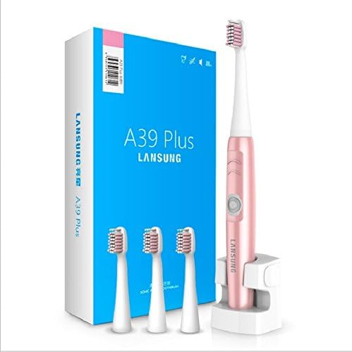 Chargeable Electric Toothbrush Wireless Charge Ultrasonic Sonic Electric Tooth Brush 4 Heads Teeth Brush. ( color Pink.)