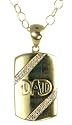9ct Yellow Gold Gents Diamond Set Dad Dogtag Pendant with 20" Belcher Chain