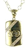 9ct Yellow Gold Gents Diamond Set Dad Dogtag Pendant with 20 Belcher Chain