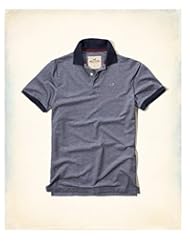Apparel: Hollister HCO Men Logo Jersey Rugby Button Polo Shirt (S, Gray #8 Polo)